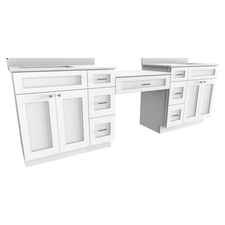 DISAR 103'' Double Bathroom Vanity with Quartz Top | Wayfair